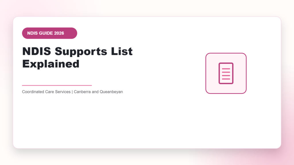 NDIS Supports List Explained - NDIS guide by Coordinated Care Services